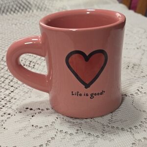 Life Is Good Heart Design Coral Mug